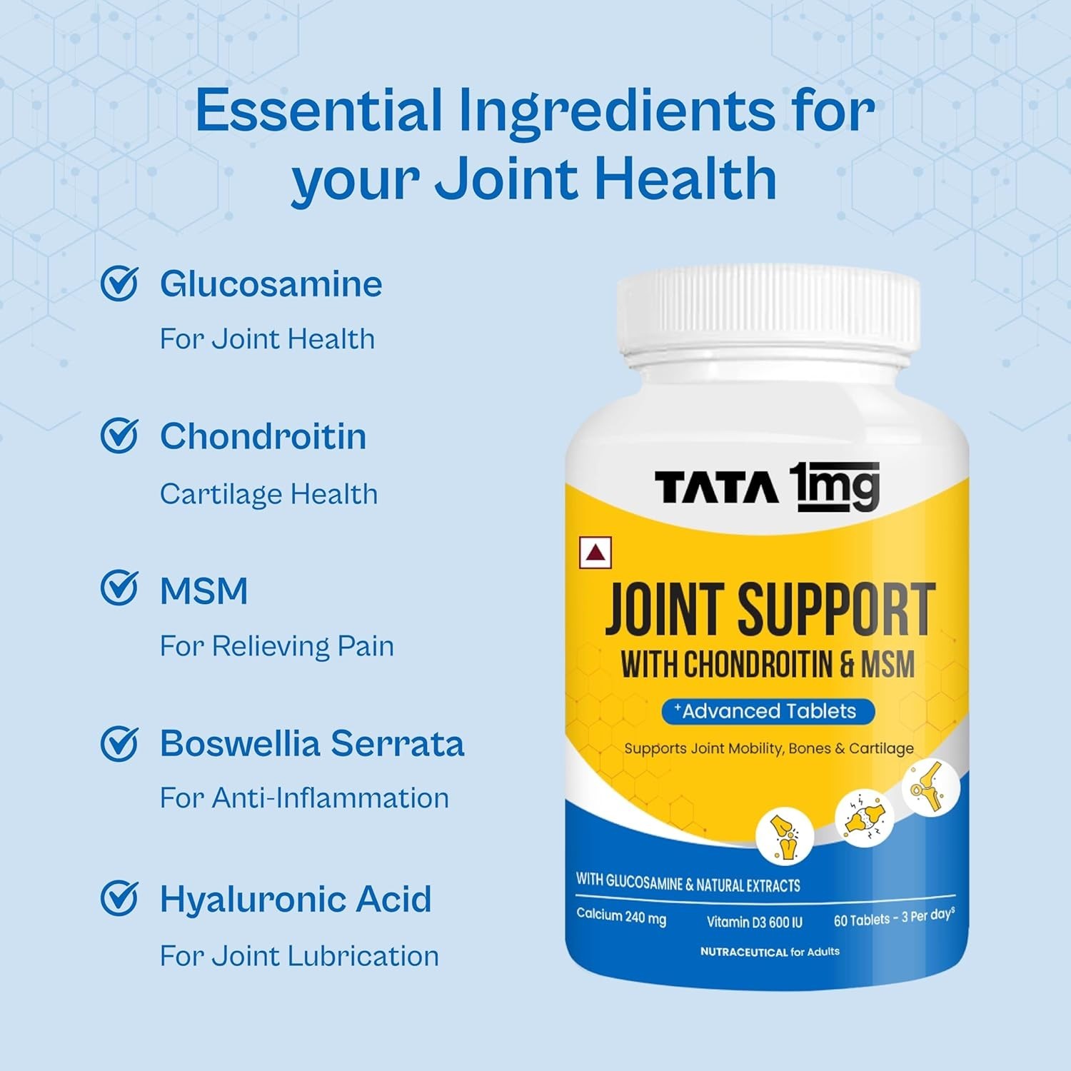 TATA 1.MG Joint Support 60 Tabs Pack of 5 Mobility Care