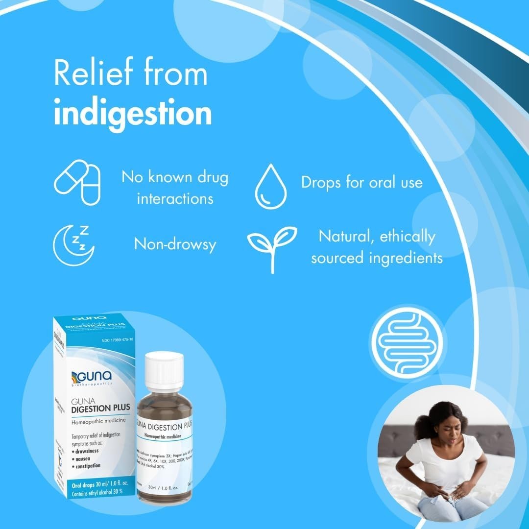 GUNA Digestion Plus Homeopathic Digestive Remedy Helps Digestion & Heartburn 1oz