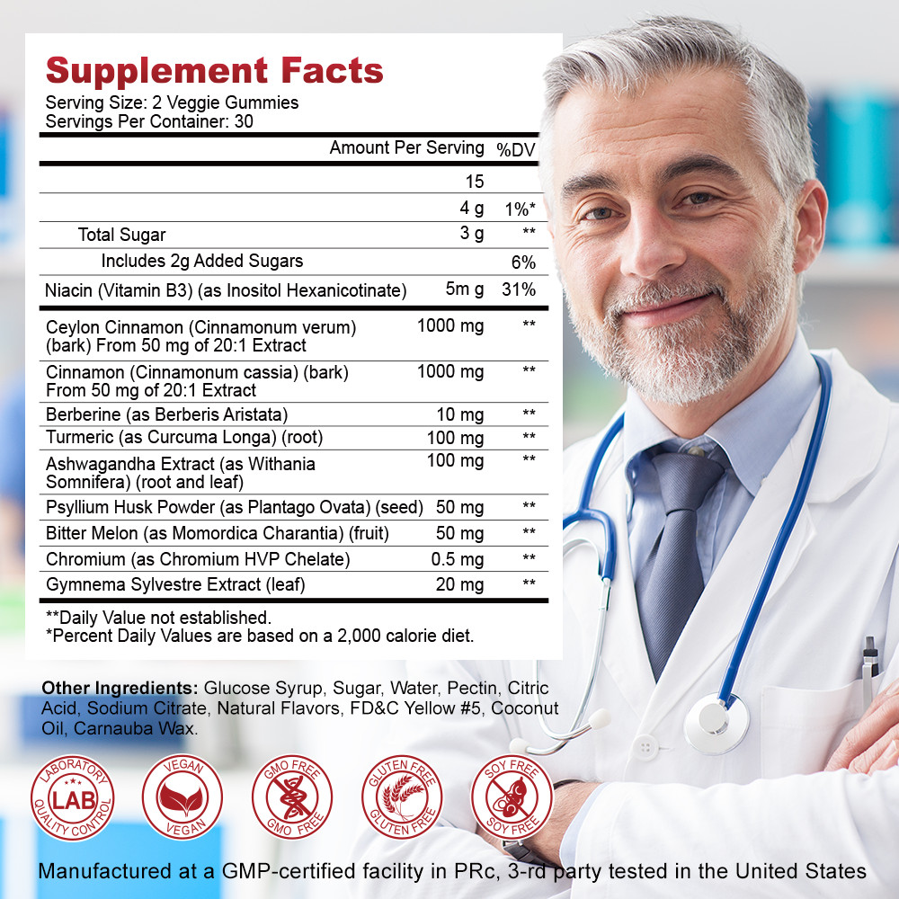 60PCS Cinnamon Blood Sugar Gummies- Glucose Balance & Metabolic Support Formula