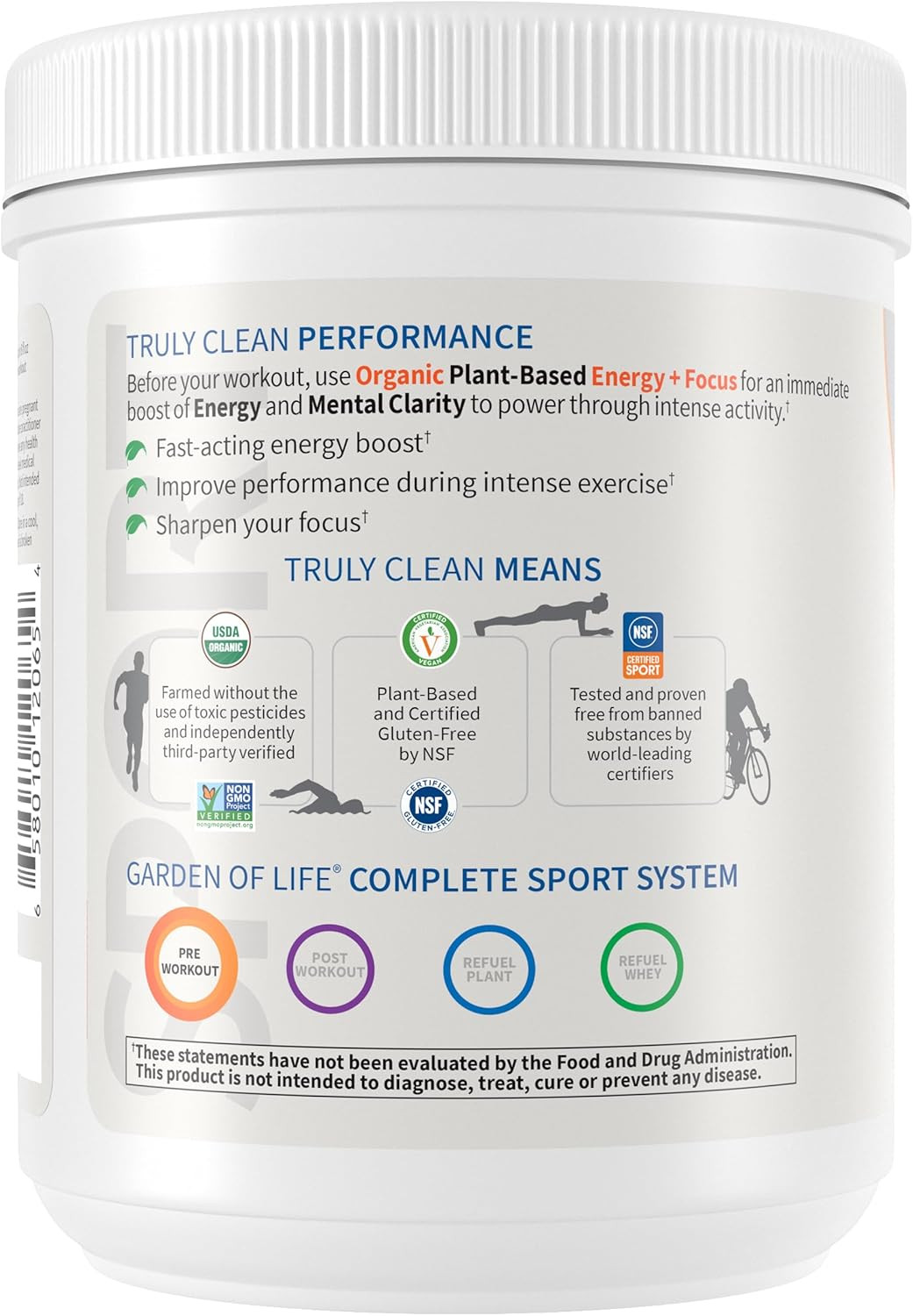 Garden of Life Sport Organic Plant-Based Energy + Focus Vegan Clean Pre Workout