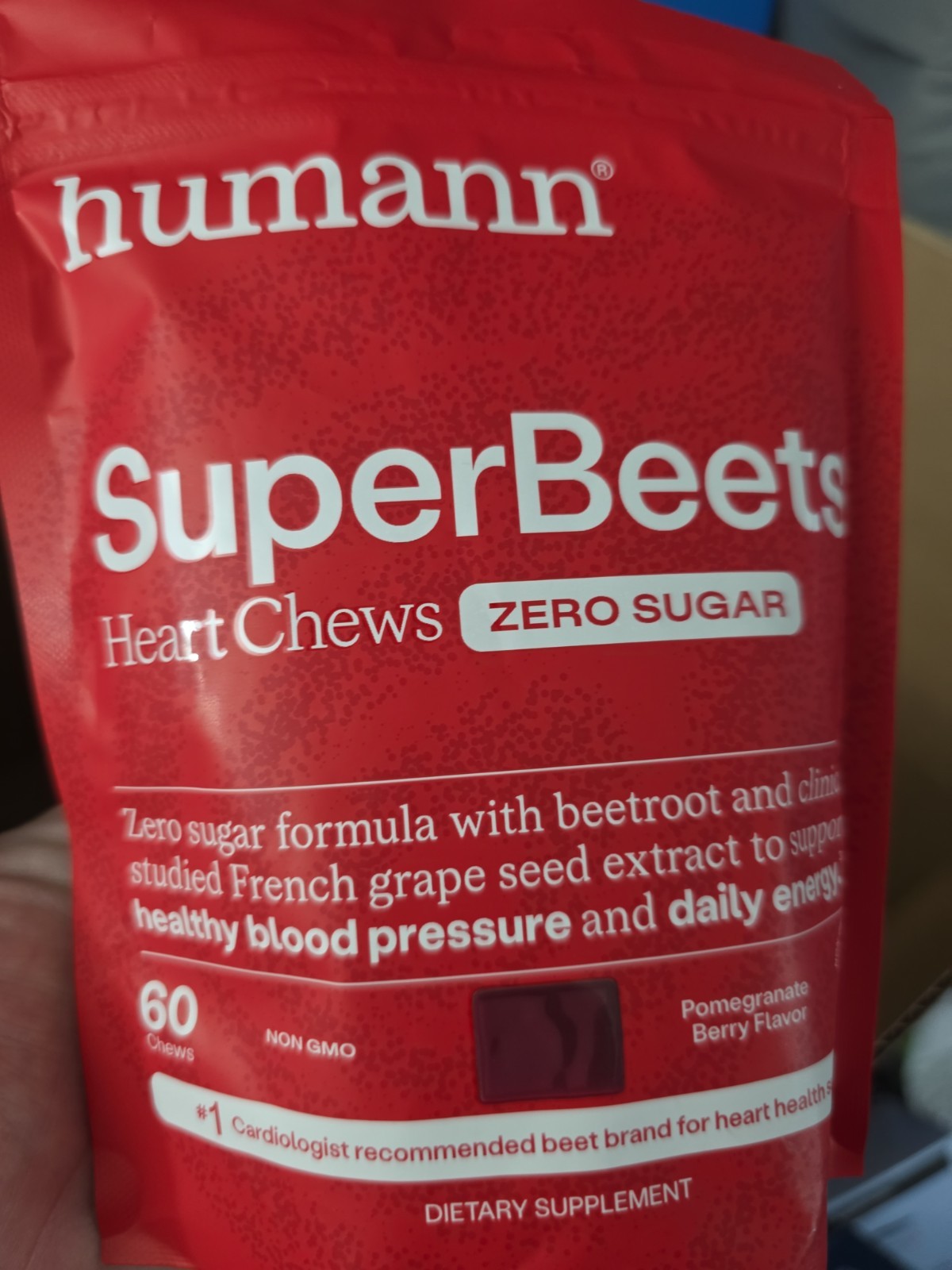 SuperBeets Heart Chews Zero Sugar, Nitric Oxide and Blood Pressure Support,