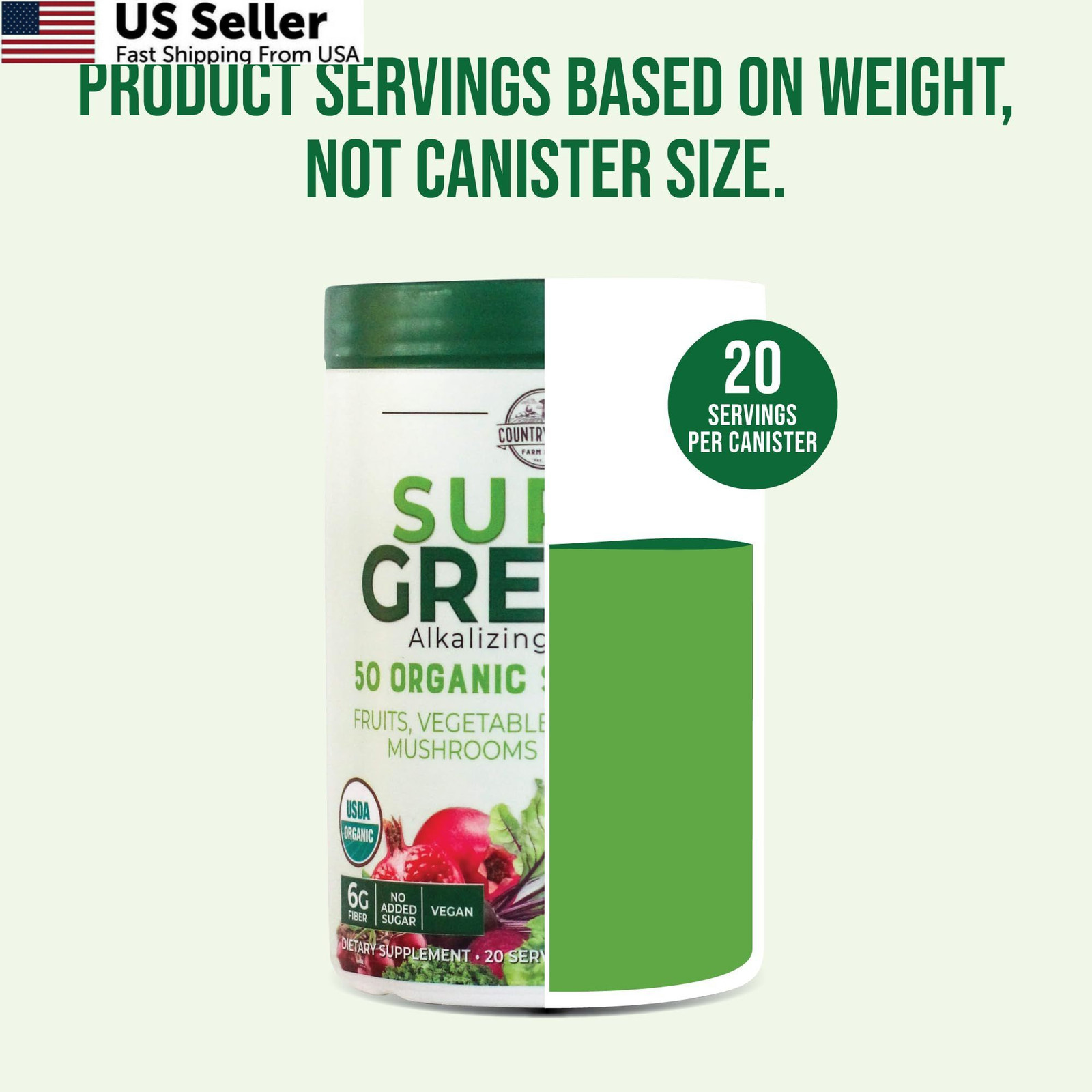 Country Farms Super Greens Natural 10.6 ounce (Pack of 1), Multi Color