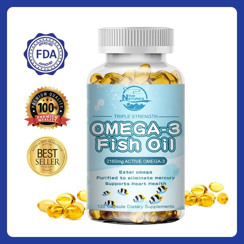 120 Pills Omega 3 Fish Oil Capsules 3x Strength 2160mg EPA & DHA Highest Potency