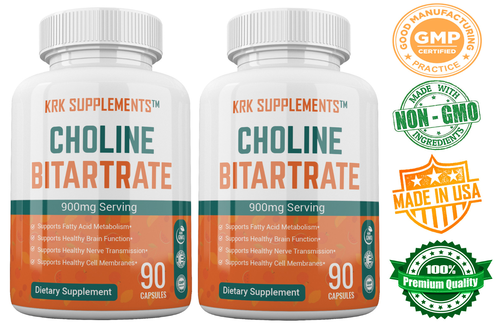 2 Choline Bitartrate 900mg serving Brain Memory Booster Nootropic Fatty Liver