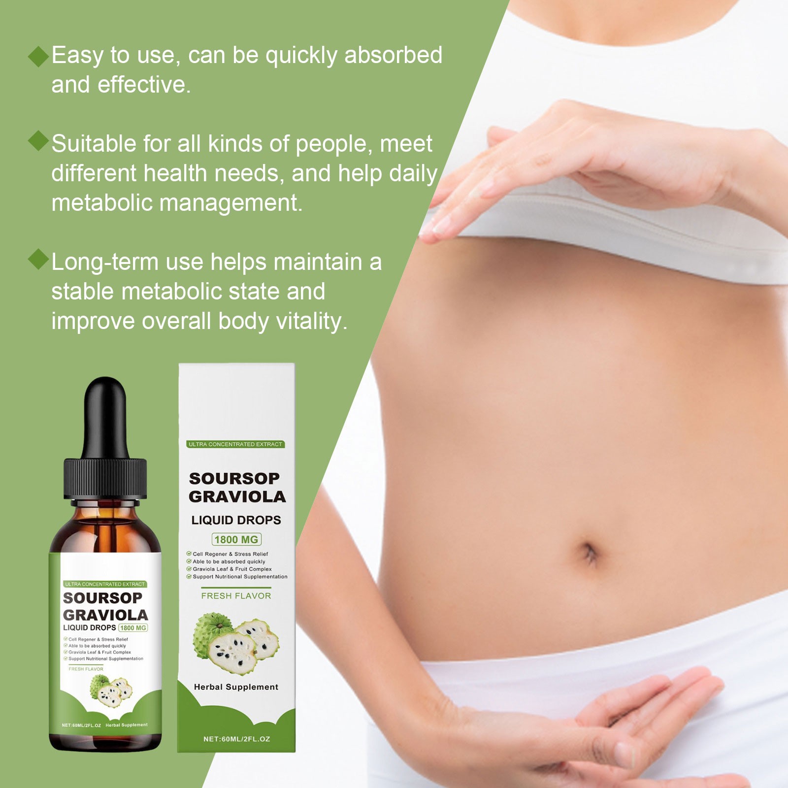 60ML Soursop Graviola Extract 1800MG Guanabana Annona Antioxidant Liquid Drop
