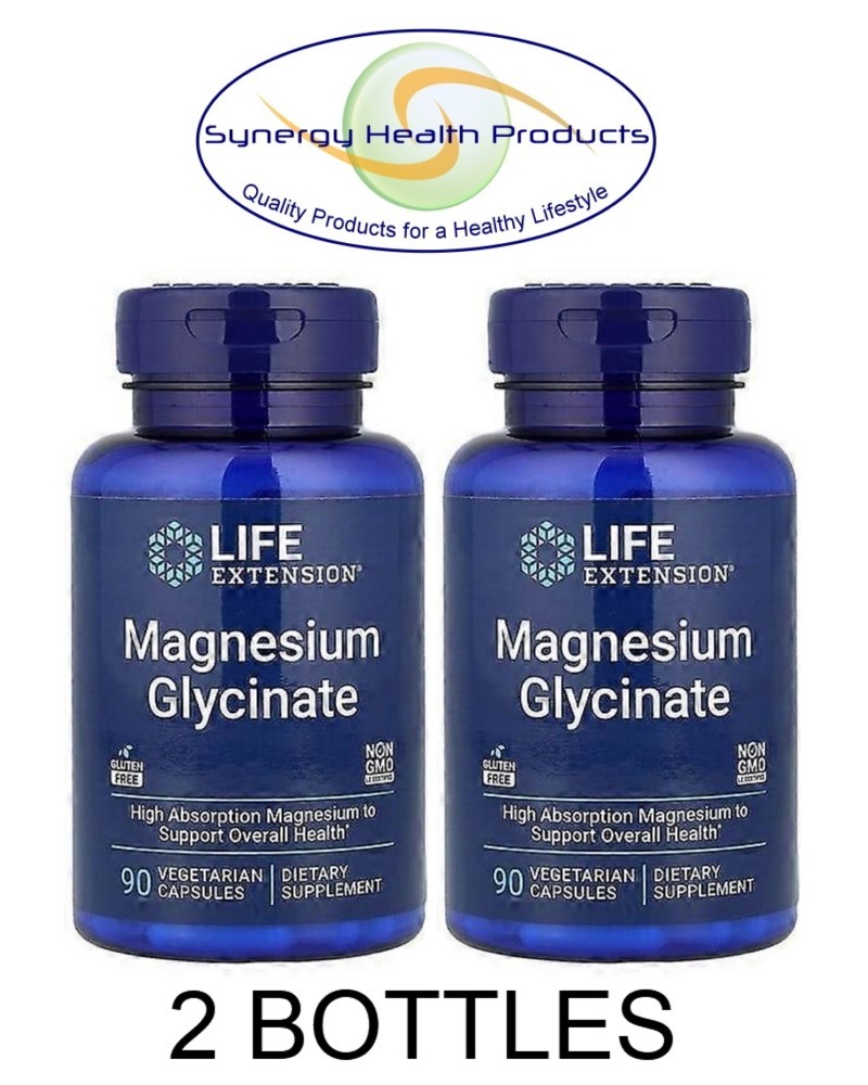 2X Life Extension Magnesium Glycinate 90 Vegetarian Capsules Highly Bioavailable