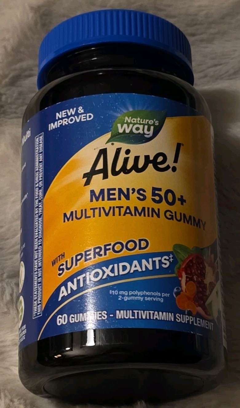 Nature’s Way Alive! Men’s 50+ Gummy Multivitamins B-Vitamins 60 Count EXP 12/26