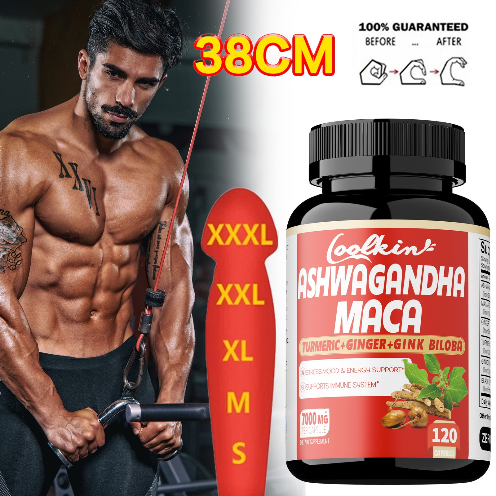 Ashwagandha & Maca 7000mg – Men’s Health,Testosterone Booster,Energy & Endurance