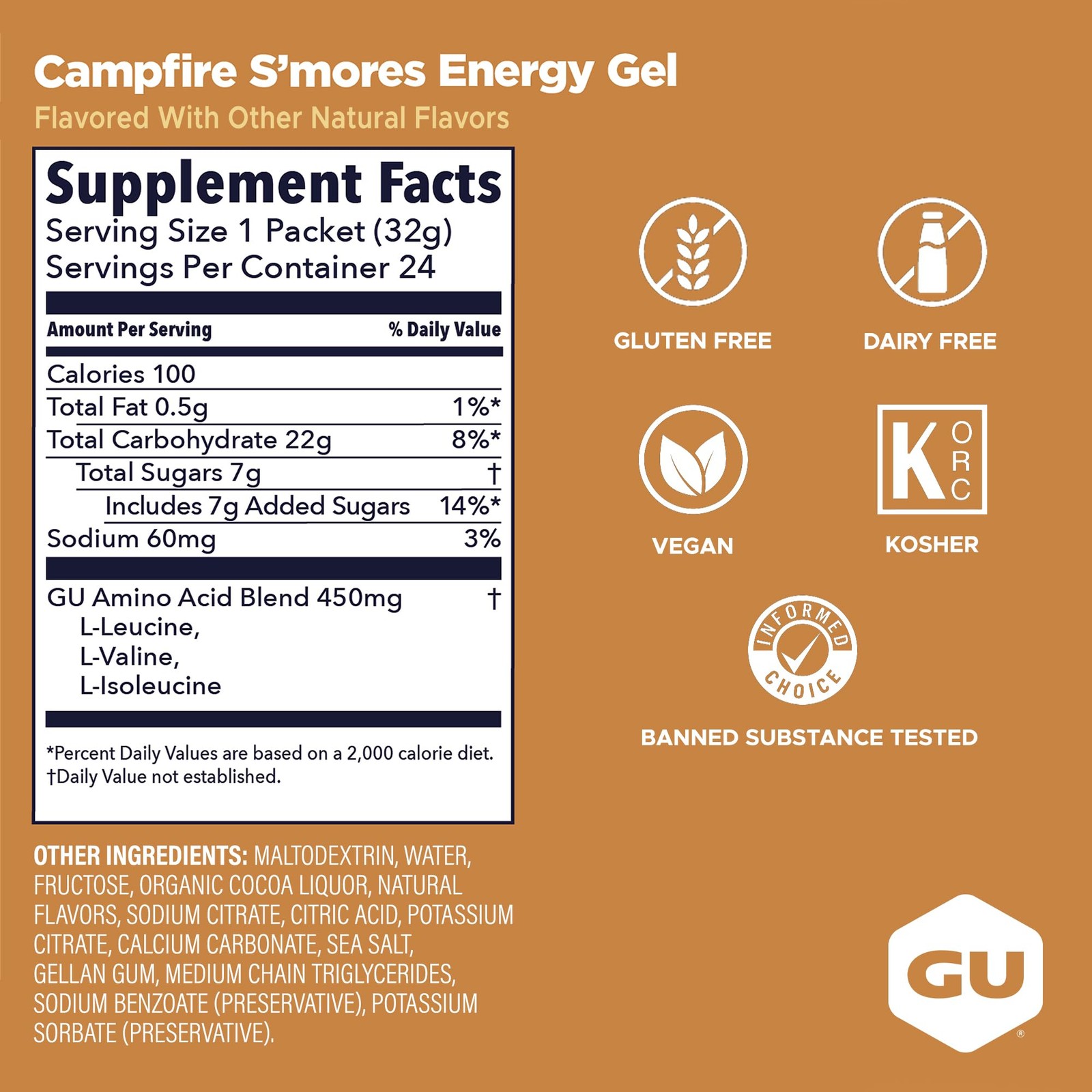 GU Energy, Original Energy Gels, Campfire Smores – 24 1.1 Fl Oz (Pack of 24)