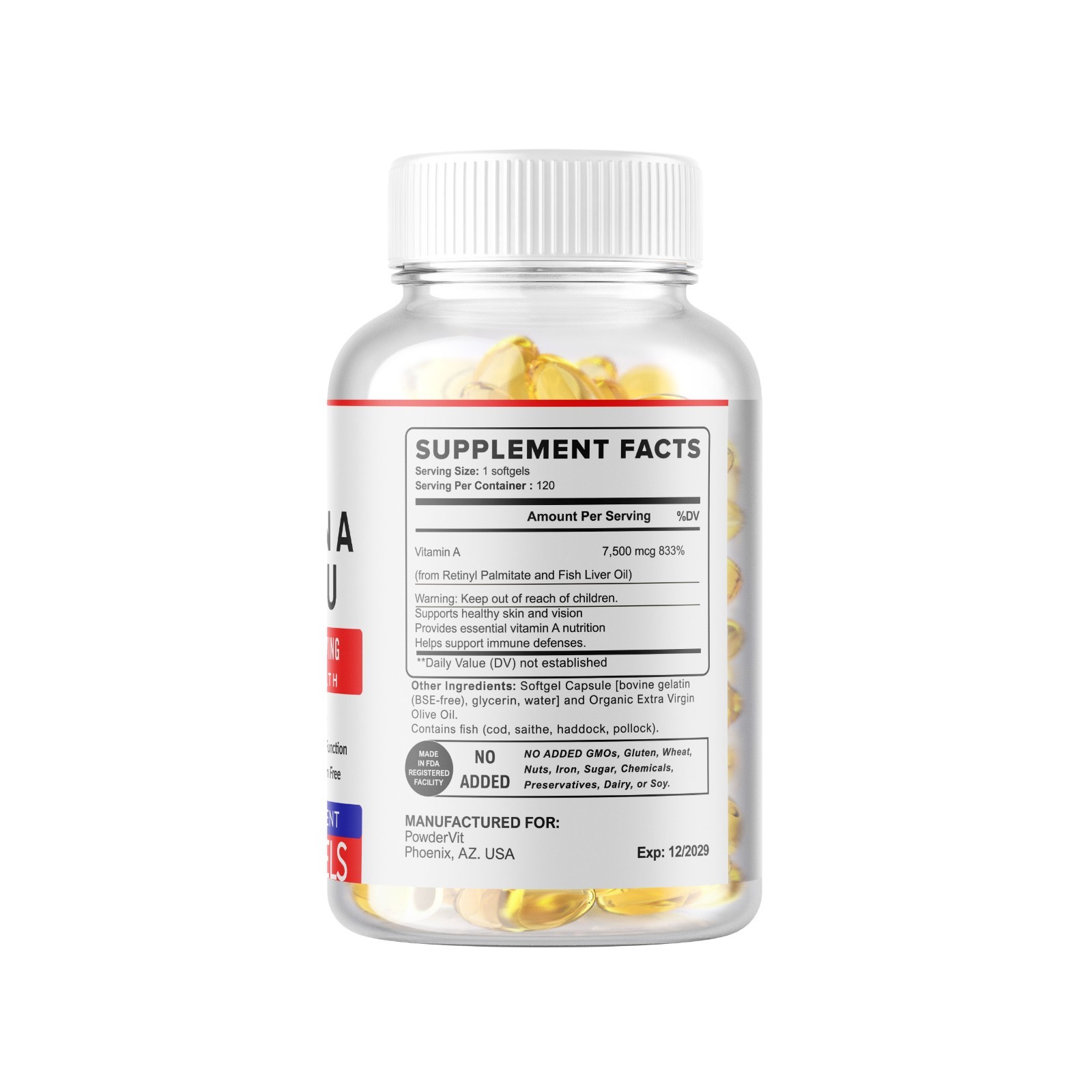 Vitamin A 25,000 IU 240 Softgels 7,500MCG Supports Immunity, Immune function
