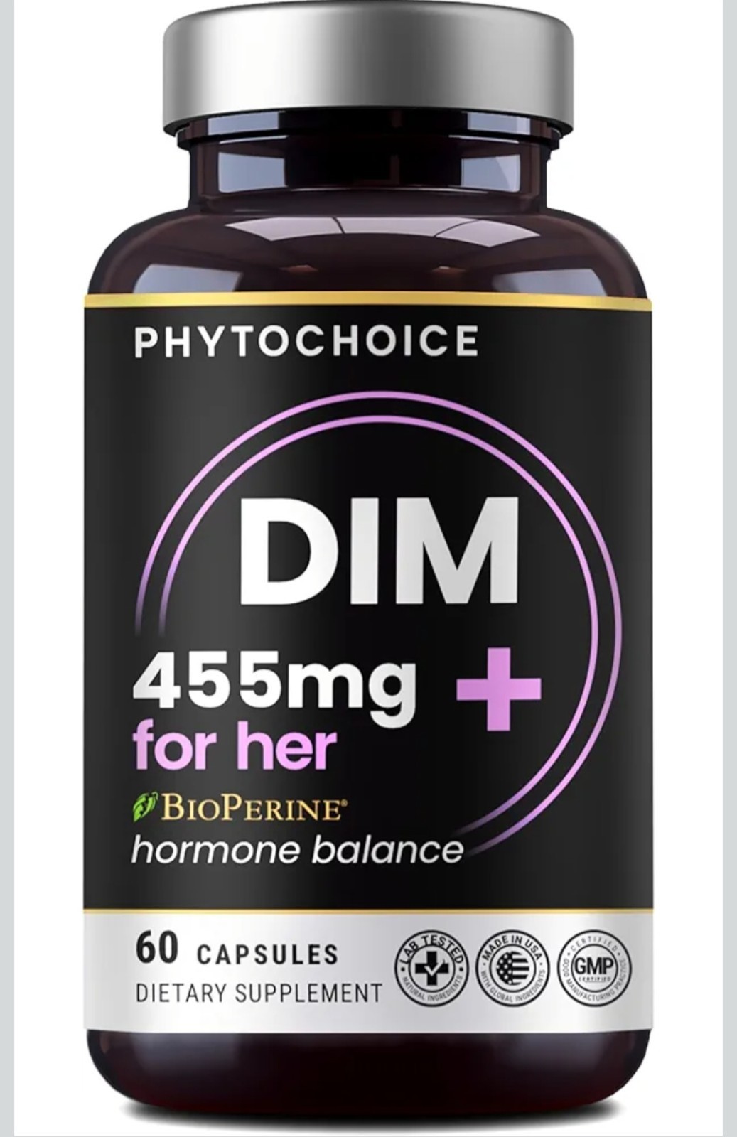 Phytochoice DIM (Diindolylmethane) 350mg w/ Bioperine & Brocolli Extract 60 Days