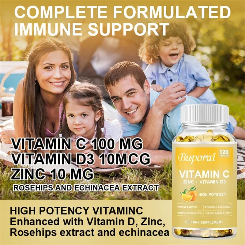 Zinc, with Vitamin C, D3 240pcs, Sleep and Energy, Supports Respiratory Health