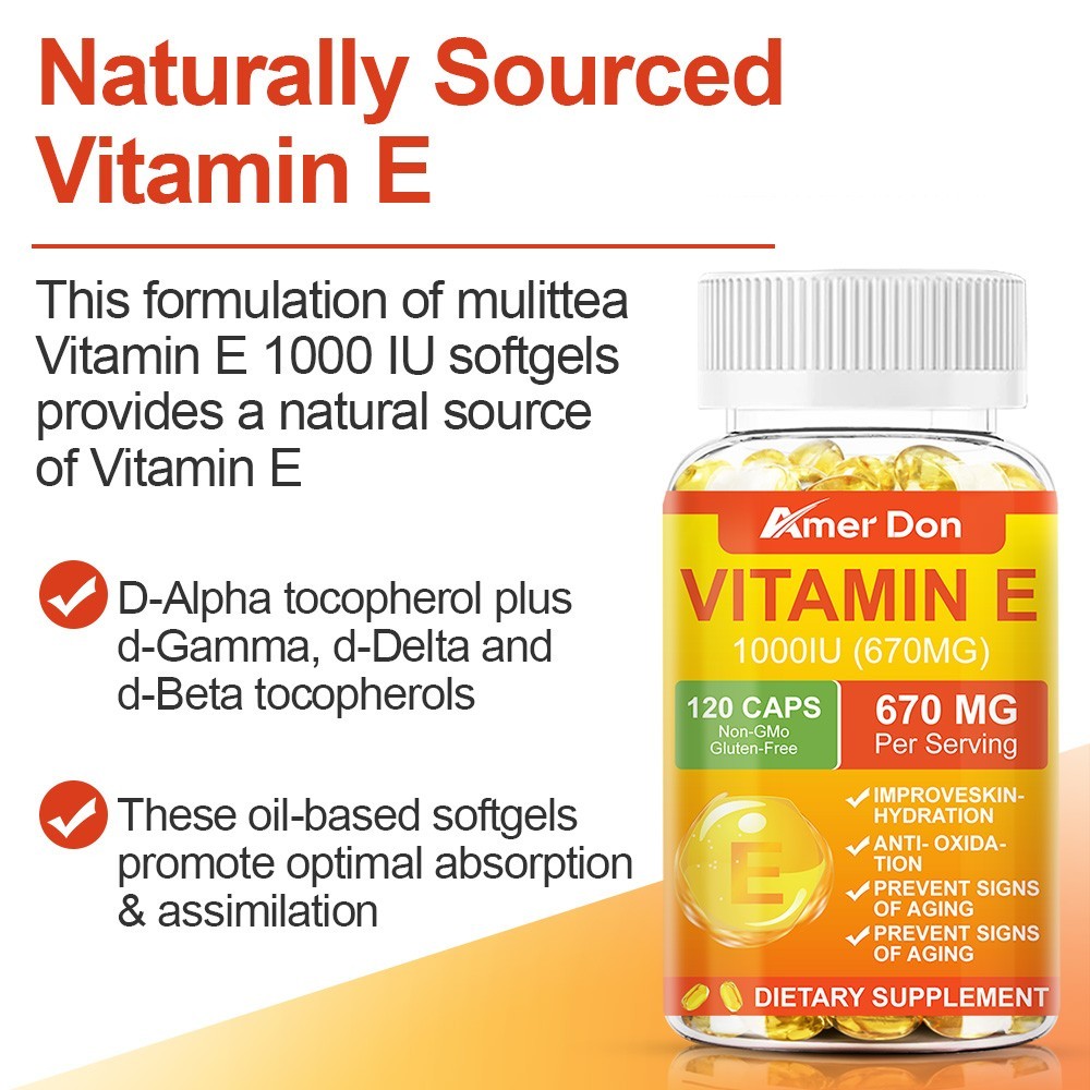670mg Vitamin E 1000 Iu Capsules – Supports Skin, Hair, Immune and Eye Health