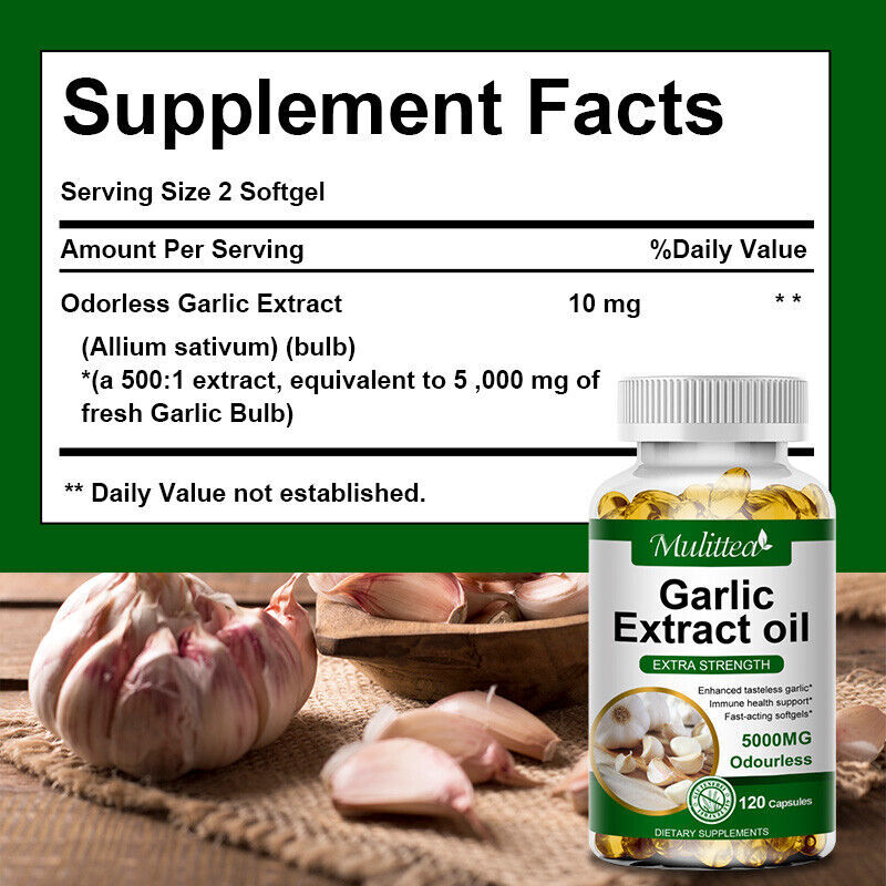 Garlic Oil 5000mg 120 Rapid Release Softgels Capsules 5000 Extract organic Pills