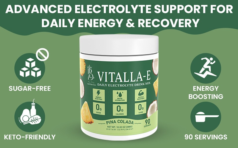 VITALLA-E Electrolyte Powder Drink Mix – 10.16 oz – Pina Colada, 90 Servings