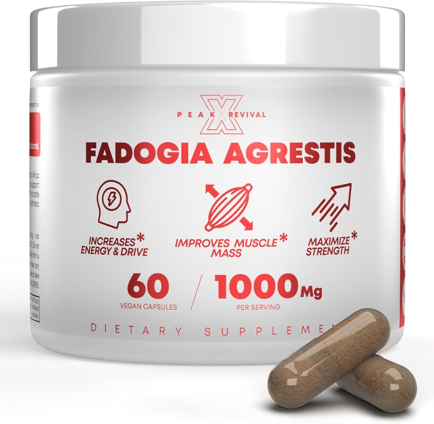 Testosterone Booster for Men w/Fadogia Agrestis 1000mg Per Serving (60 Capsules)
