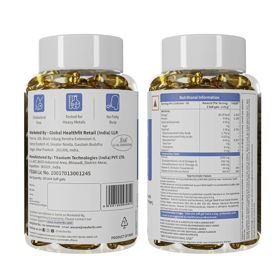 Deep Sea Omega 3 Fish Oil -Omega 3 Supplement Triple Strength 2500 Mg t420