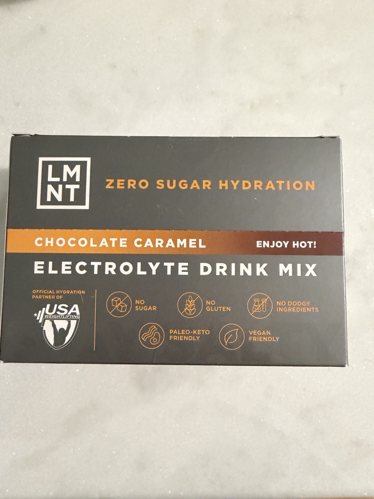 LMNT Zero Sugar Electrolytes CHOCOLATE CARAMEL Salt Drink Mix 30 Sticks EXP 2027