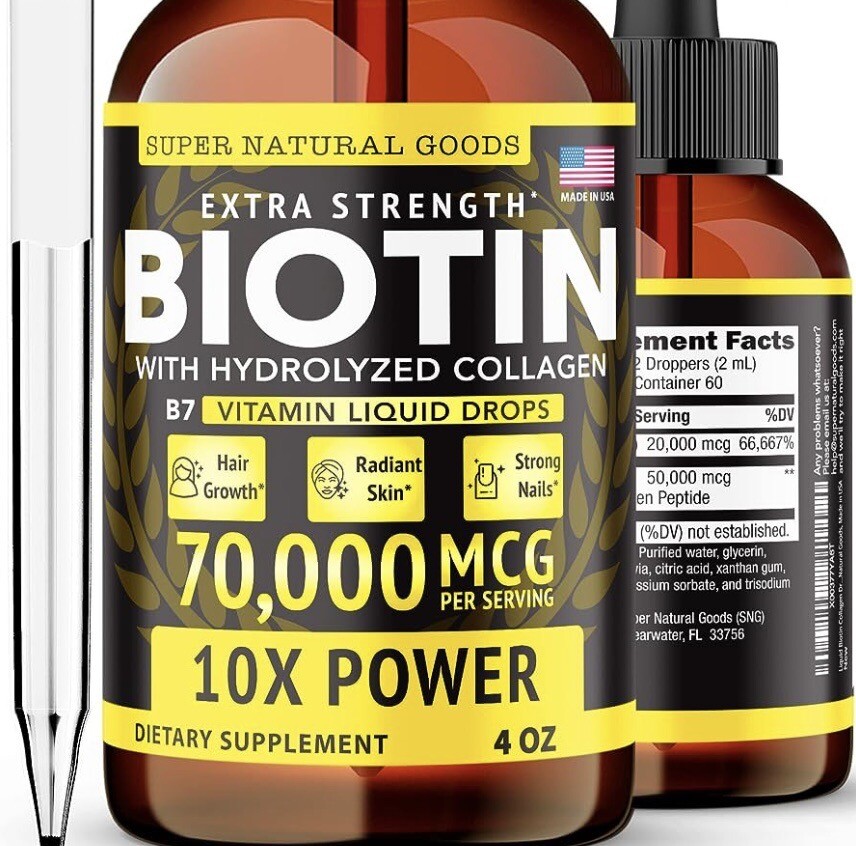 Biotin Collagen Liquid Drops – Maximum Potency for Hair, Skin, Nails – USA Made