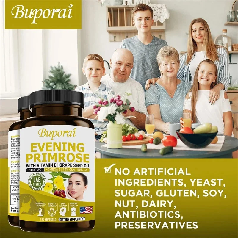 Evening Primrose Oil 120pcs,Healthy Skin, Balance Hormones, Reduce Menopause