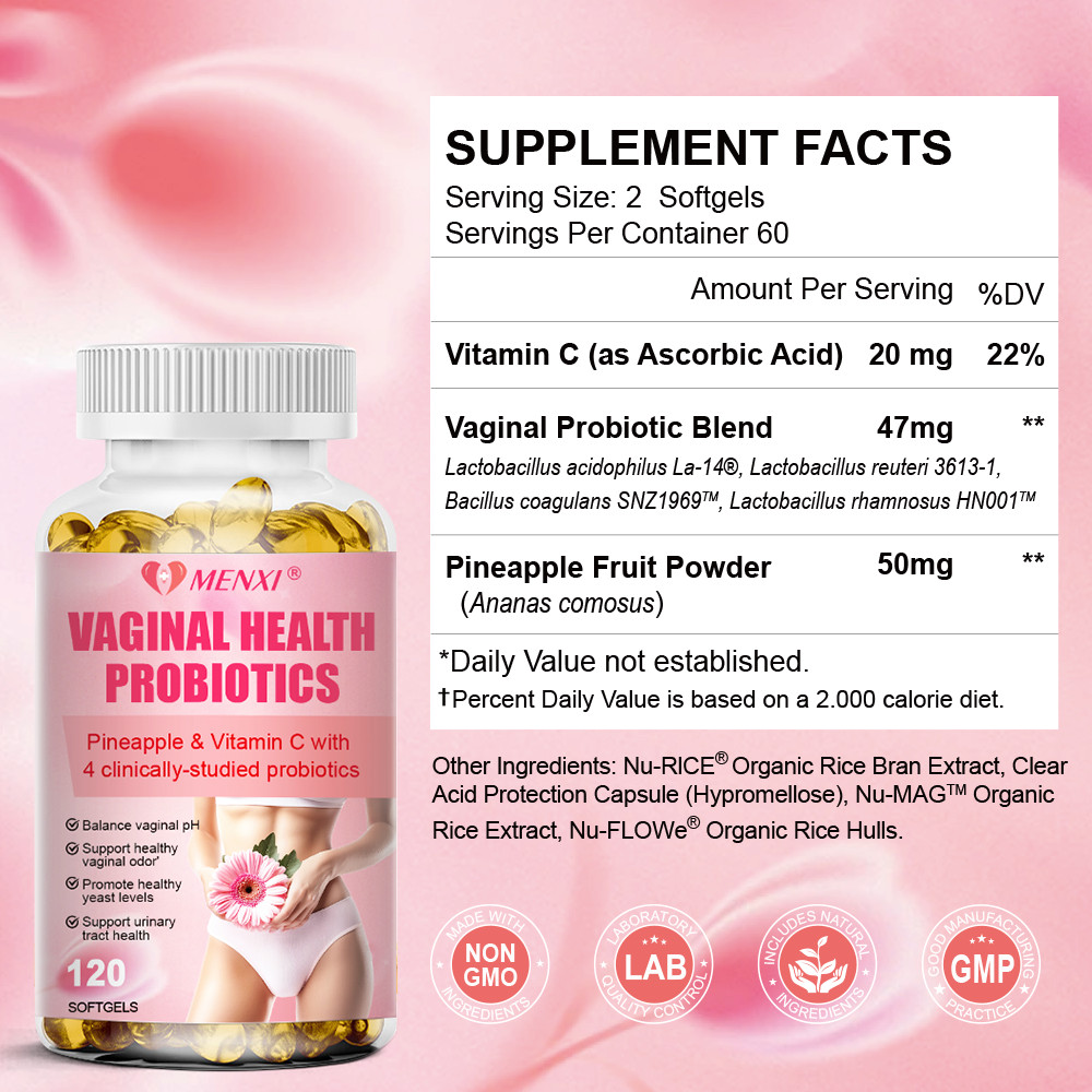 Vaginal Probiotics for Women pH Balance w/ Prebiotics Lactobacillus 120 Court