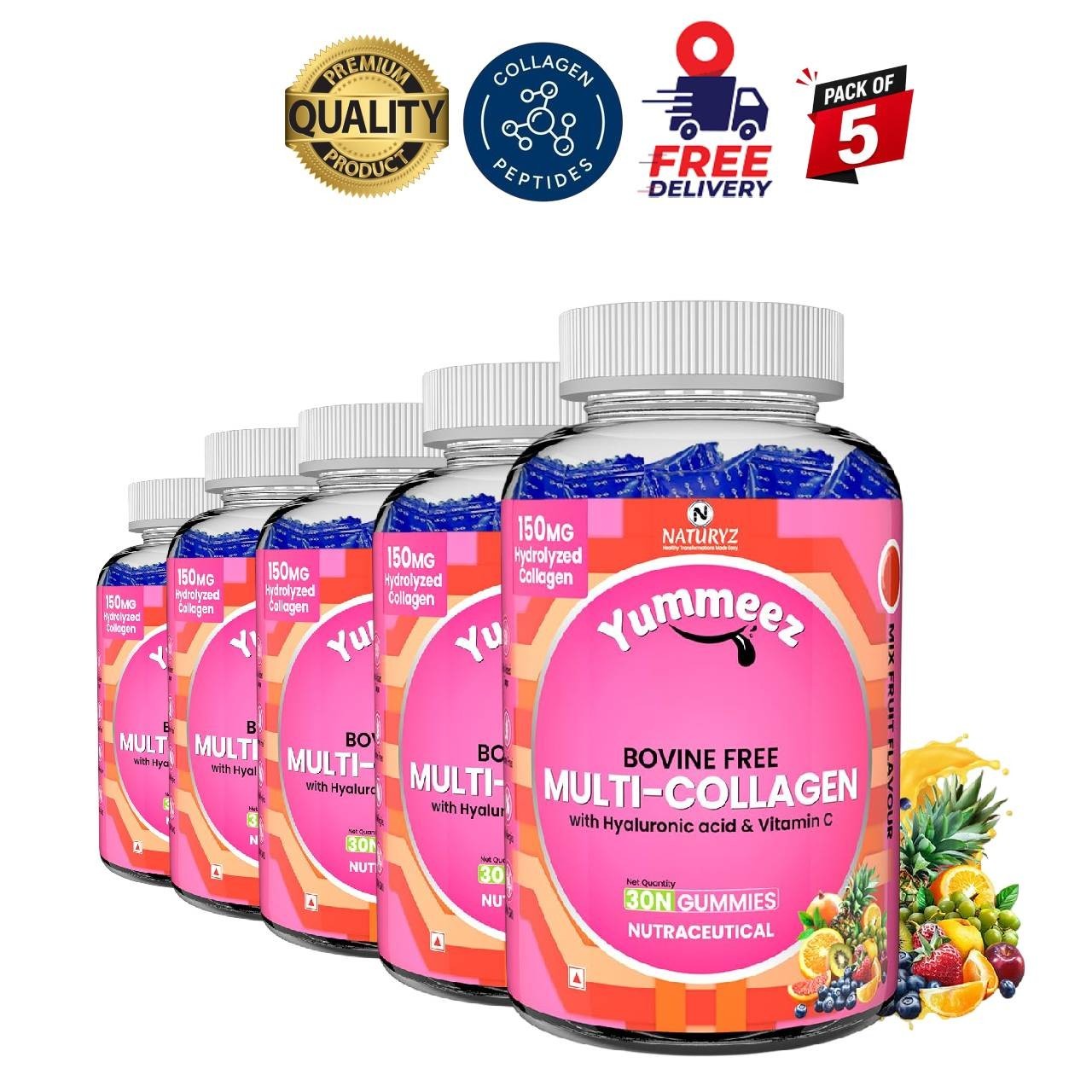5 Pack N.aturyz Multi Collagen Gummies 30 Count