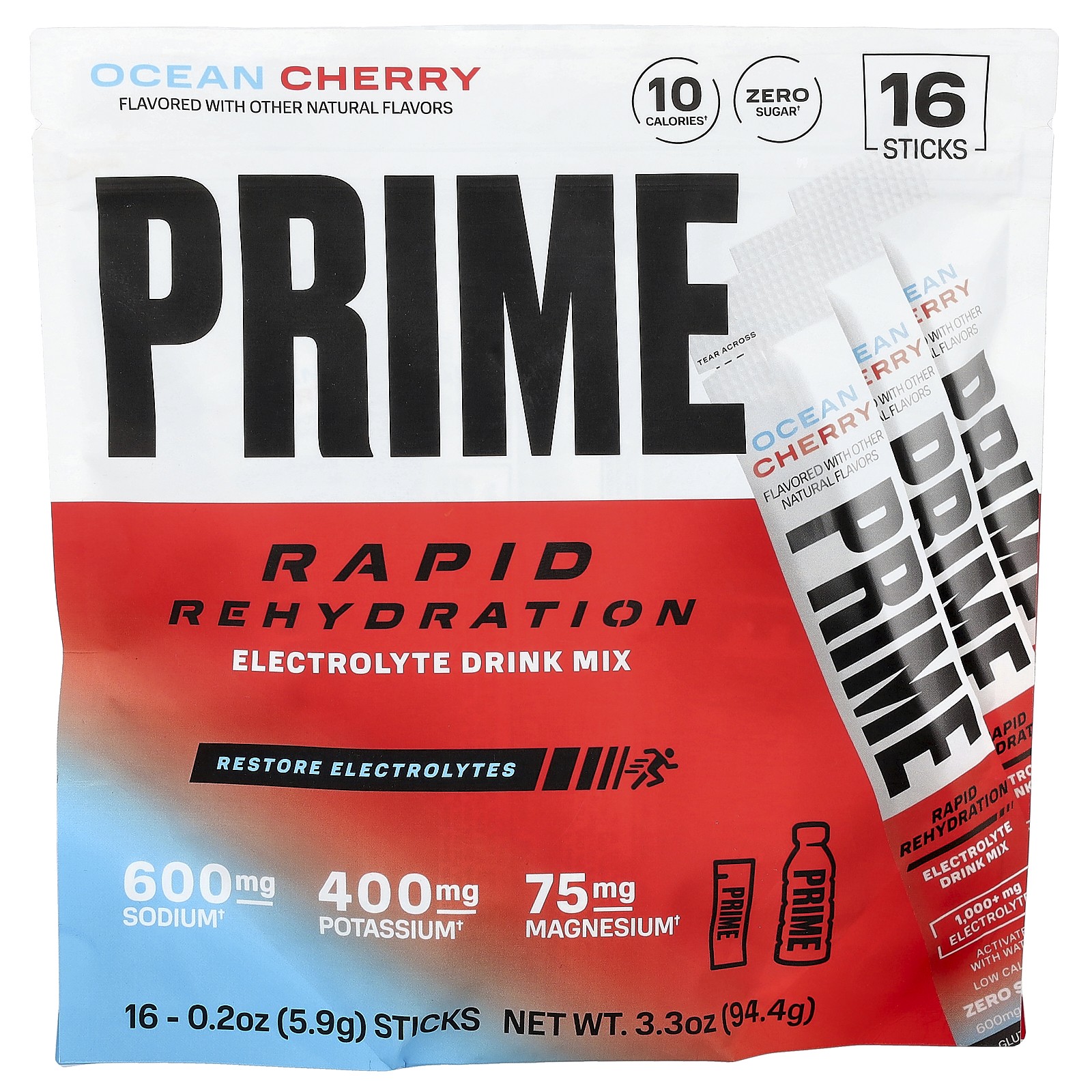Rapid Rehydration, Electrolyte Drink Mix, Ocean Cherry, 16 Sticks, 0.2 oz (5.9