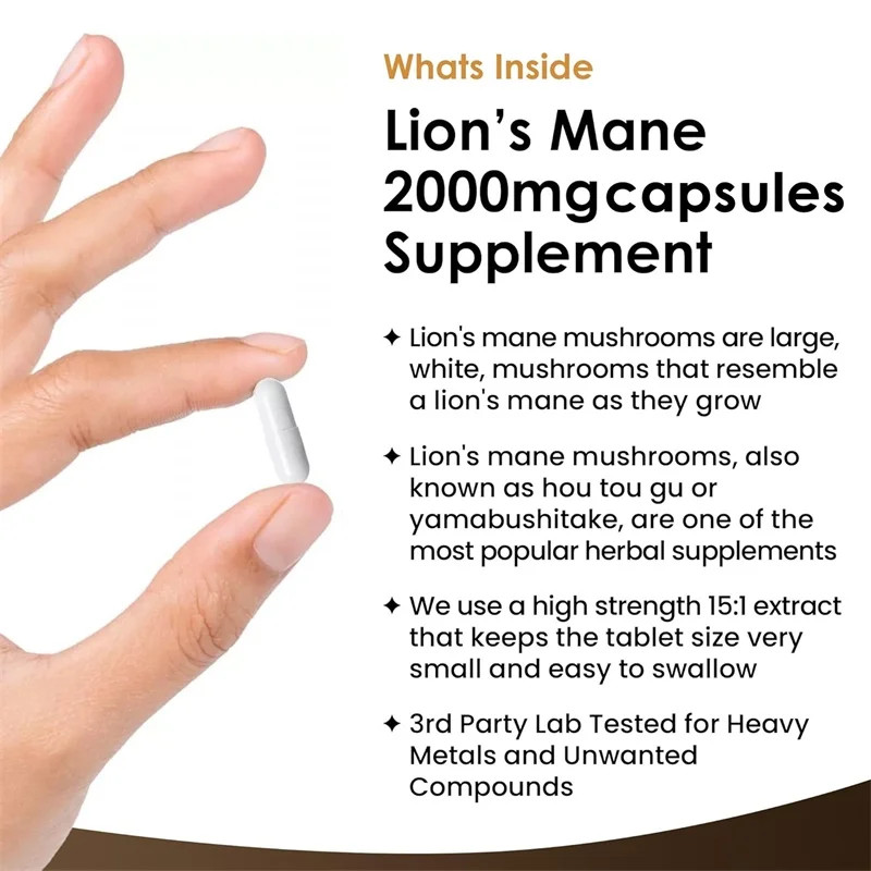 Lion’s Mane 2000mg 240pcs,For Memory & Focus,Support Brain Nervous System Health