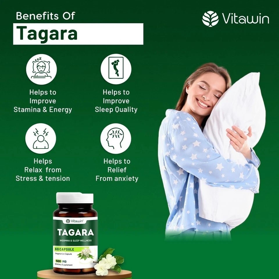 Vitawin Tagara for Sleep Wellness, Natural Herbal – 60 Capsule O654