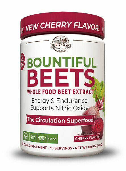 Country Farms Bountiful Beets Powder 30 Servings Cherry Flavor Circulation Su…