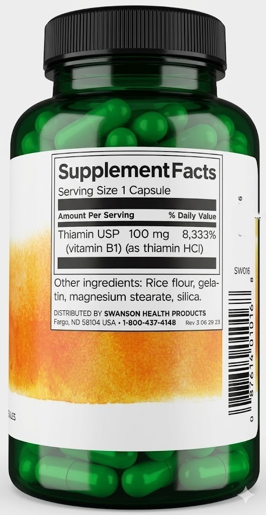 B1 Thiamin 100 mg, 250 Capsules