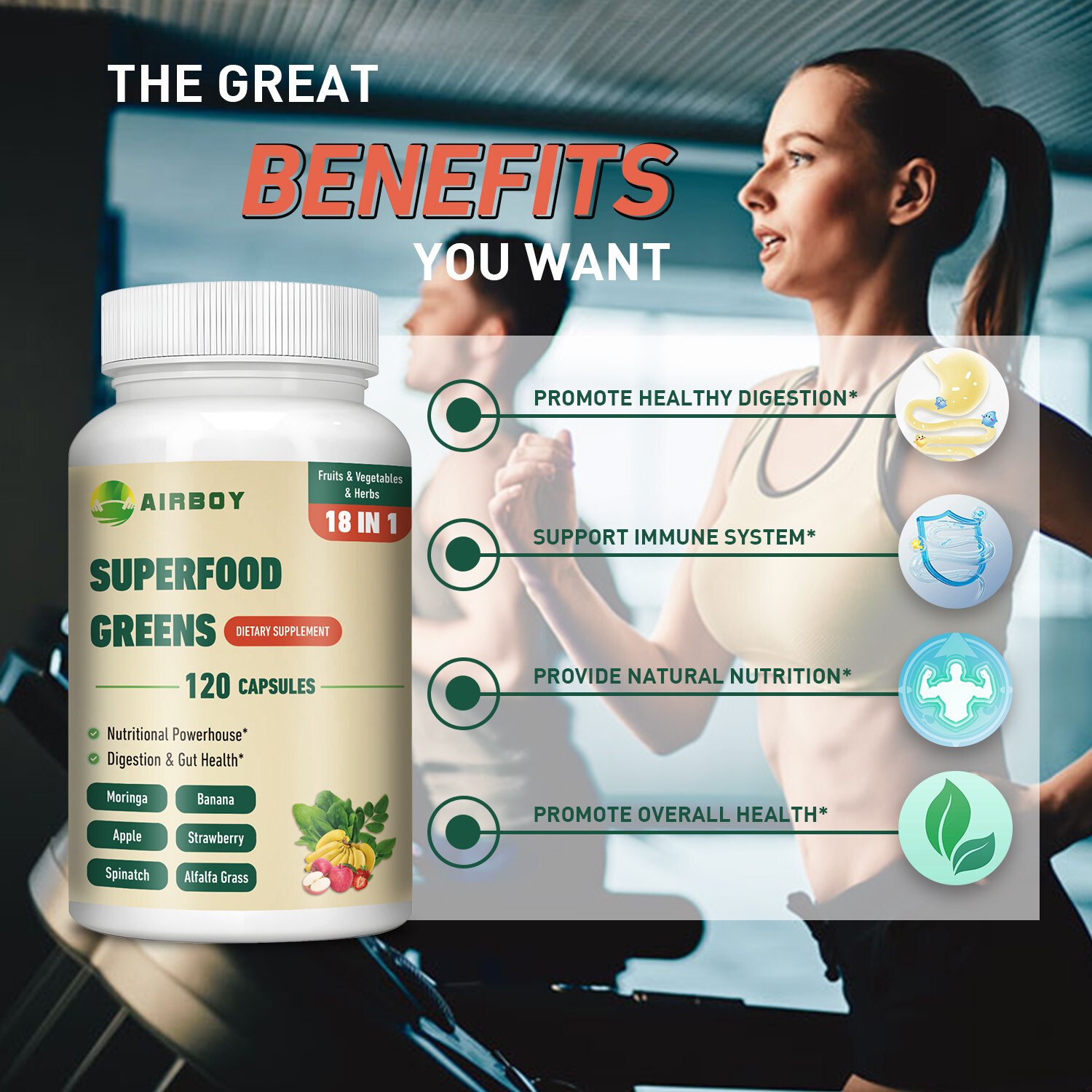 Superfood Greens – Fruits & Veggies – Boost Energy,Immune, Digestive, Gut Health