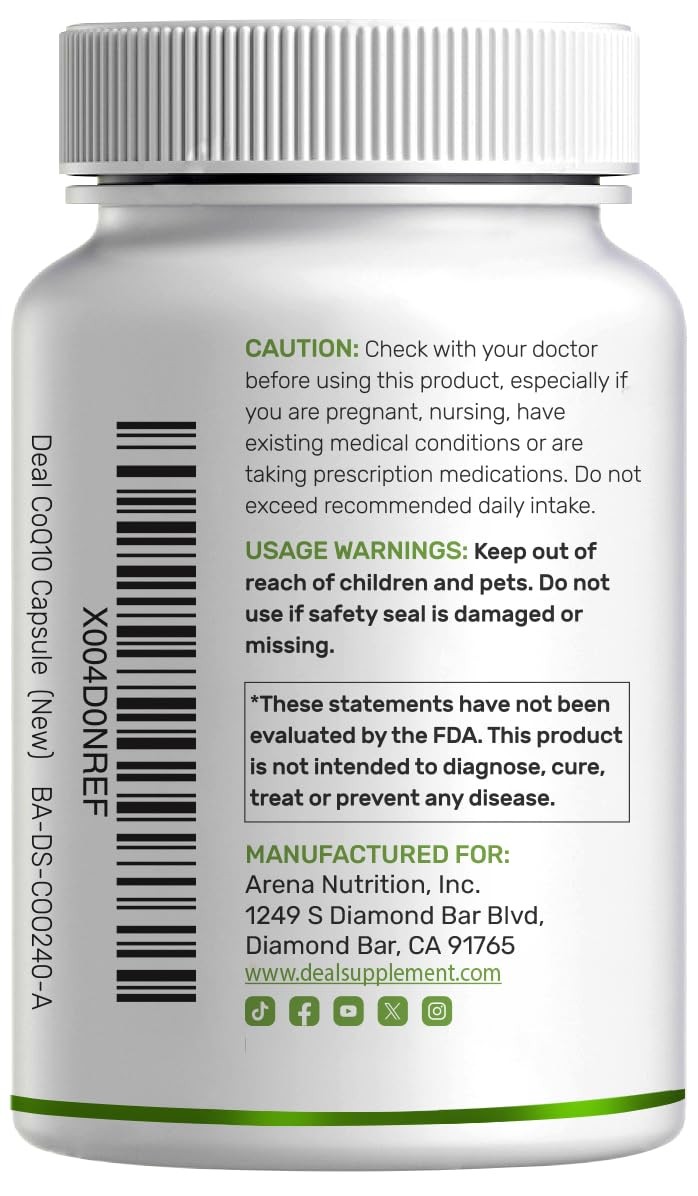 DEAL SUPPLEMENT CoQ10 100mg with Omega 3 100mg, 240 240 Count (Pack of 1)