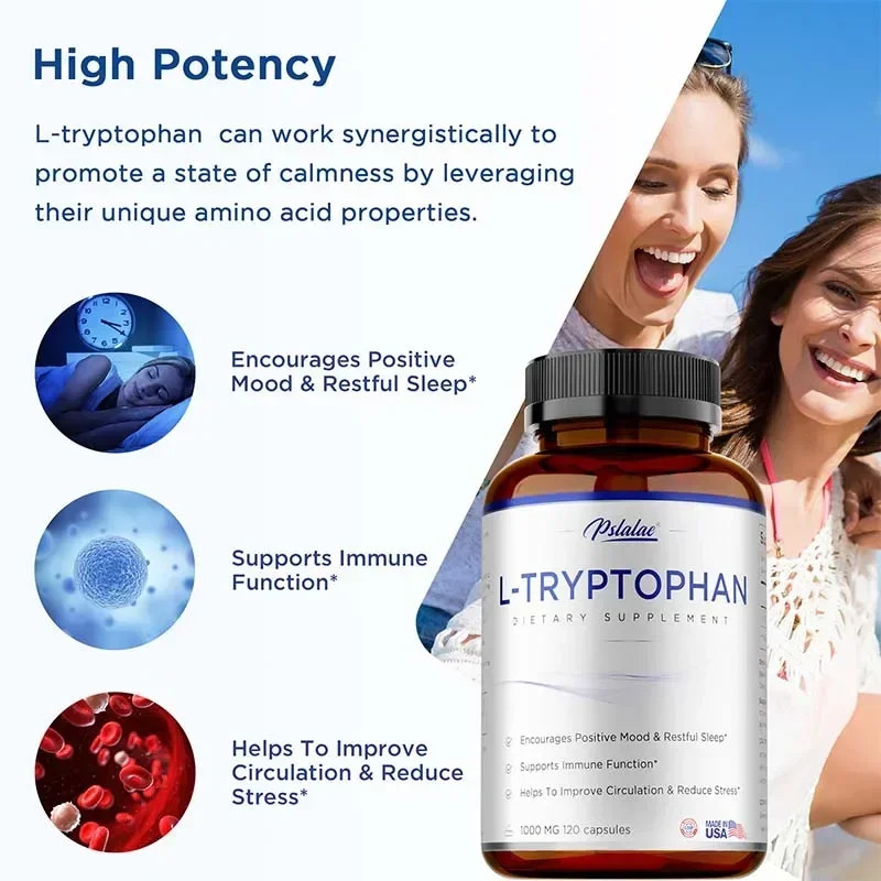 L-Tryptophan 120pcs – Improves Mood, Enhances Sleep Quality, and Relieves Stress