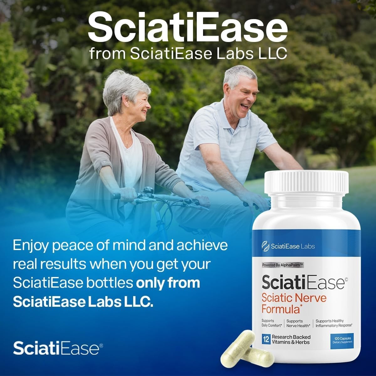 SciatiEase Sciatic Nerve Health Supplement Alpha Lipoic Acid B Complex 120ct