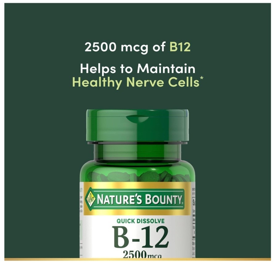 Nature’s Bounty Vitamin B12 2500mcg Energy Support Cherry 75 Quick Dissolve Tabs