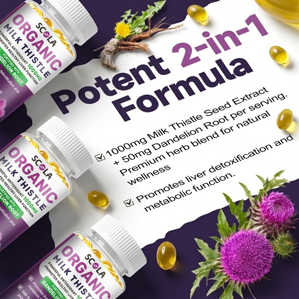 Liver Cleanse & Detox Support Supplement 1600mg with 120 caps + Milk Thistle