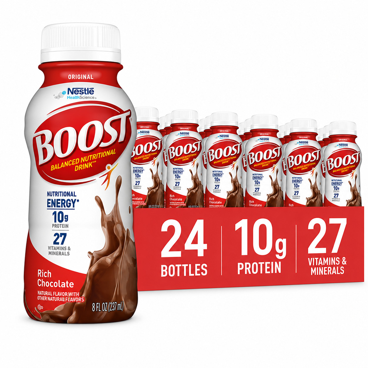 BOOST Original, Nutritional Drink, Rich Chocolate, 10g Protein, Pack24 – 8 fl oz