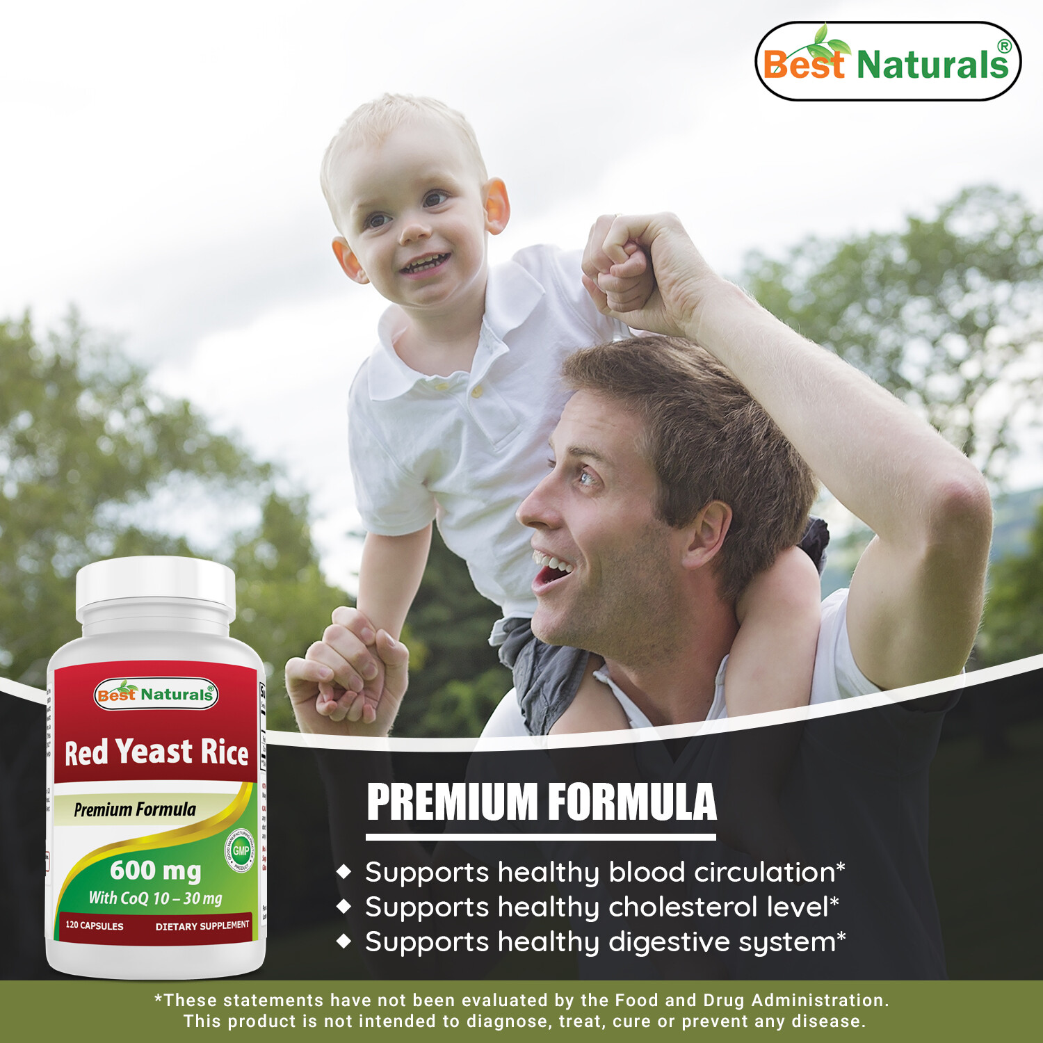 3 Pack Best Naturals Red Yeast Rice with CoQ10 120 Capsules
