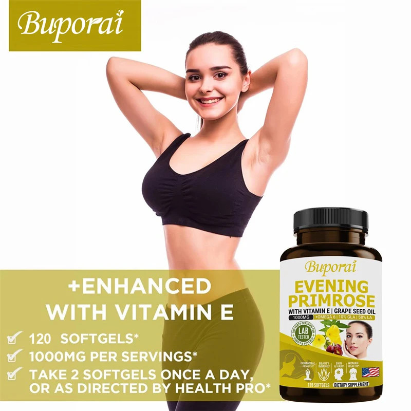 Evening Primrose Oil 120pcs,Healthy Skin, Balance Hormones, Reduce Menopause