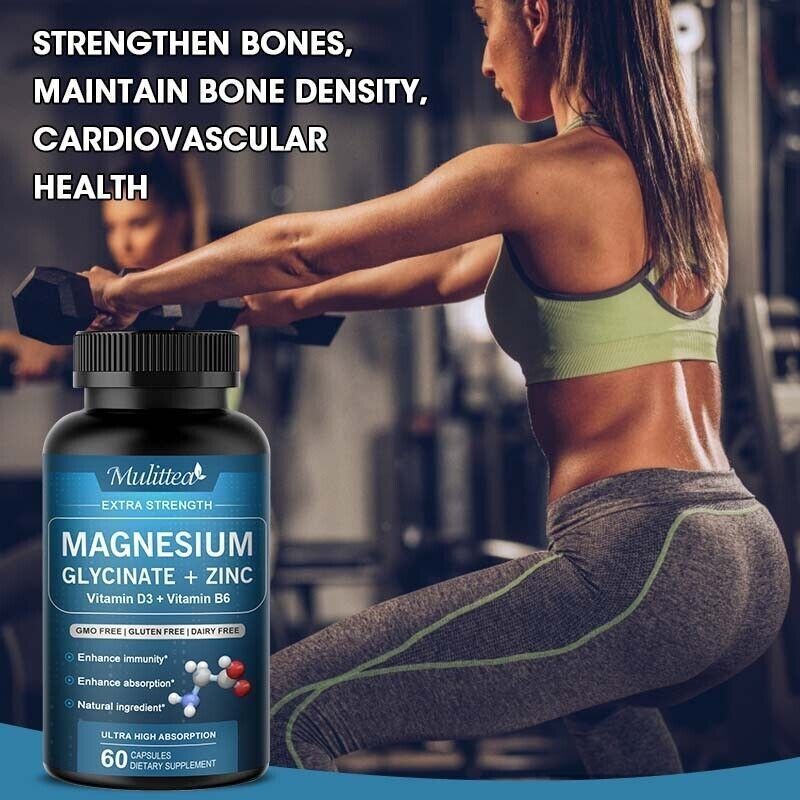 Magnesium Glycinate 500mg – 30-300Capsules For Sleep, Stress Relief Support Bone