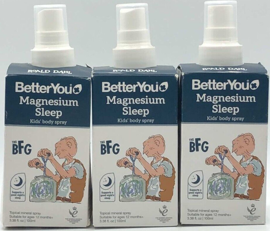 3PK BetterYou Magnesium Kids Sleep Body Spray ~ 3.8 Fl Oz Each ~ FAST SHIP