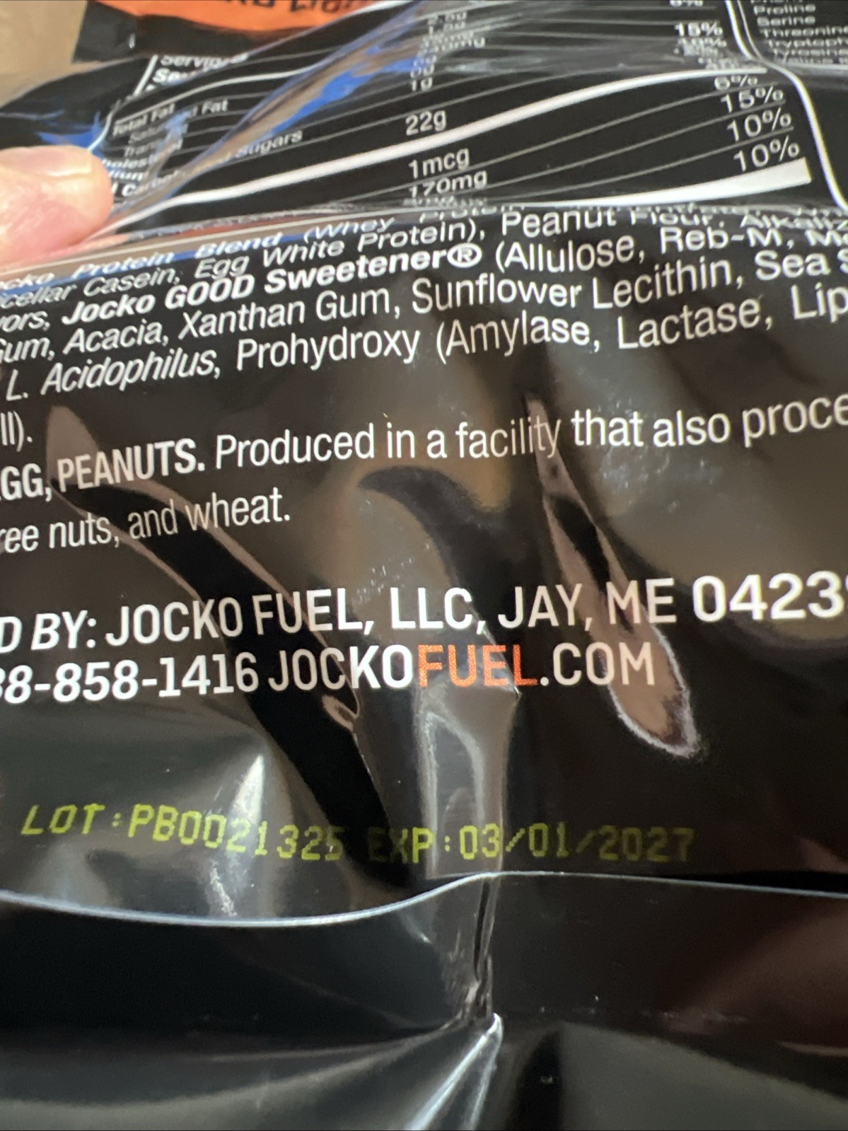 Jocko Chocolate Peanut Butter Protein Powder 22g Protein 130cal 2.5lbs Exp 2027