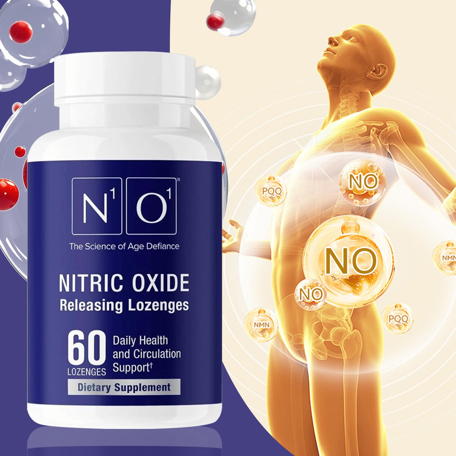 N1O1 Nitric Oxide Daily Lozenges 60 Count, Dietary Supplement