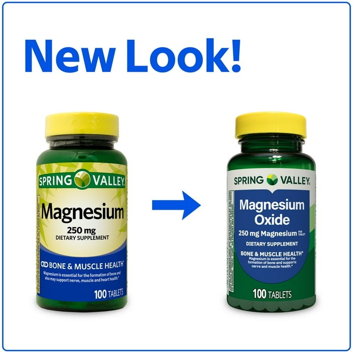 3 Pack Spring Valley Magnesium Bone & Muscle Health Tablets 250 mg, 100 Count
