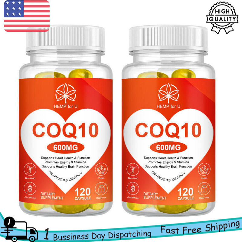 (2 Pack) 600mg Coenzyme Q-10 Q10 600mg 120 Capsules Cardiovascular Heart Health