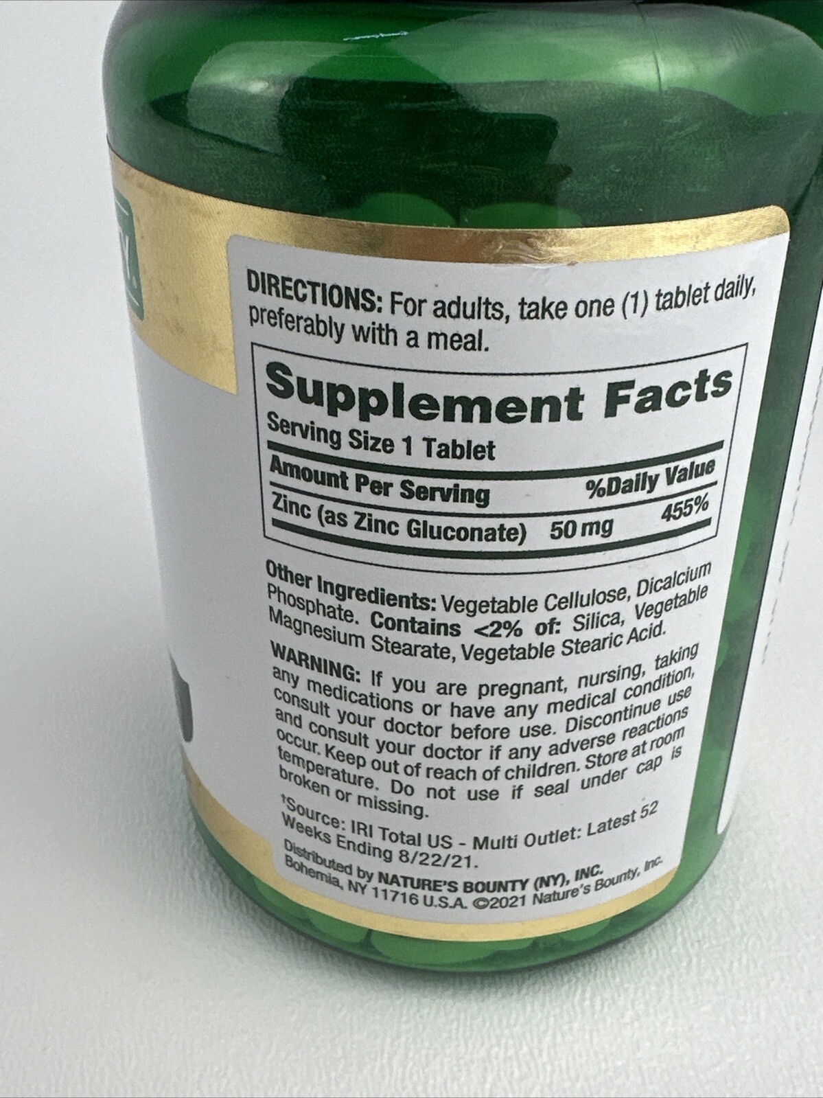 2 Pack- NATURES BOUNTY Zinc 50mg 250 Tablets