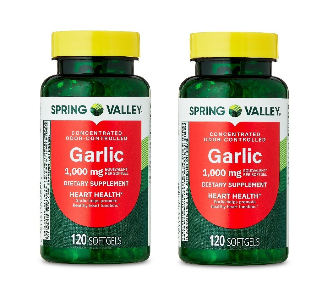 Spring Valley Odor-Controlled Garlic Softgels Dietary Supplement, 1,000 Mg, 120