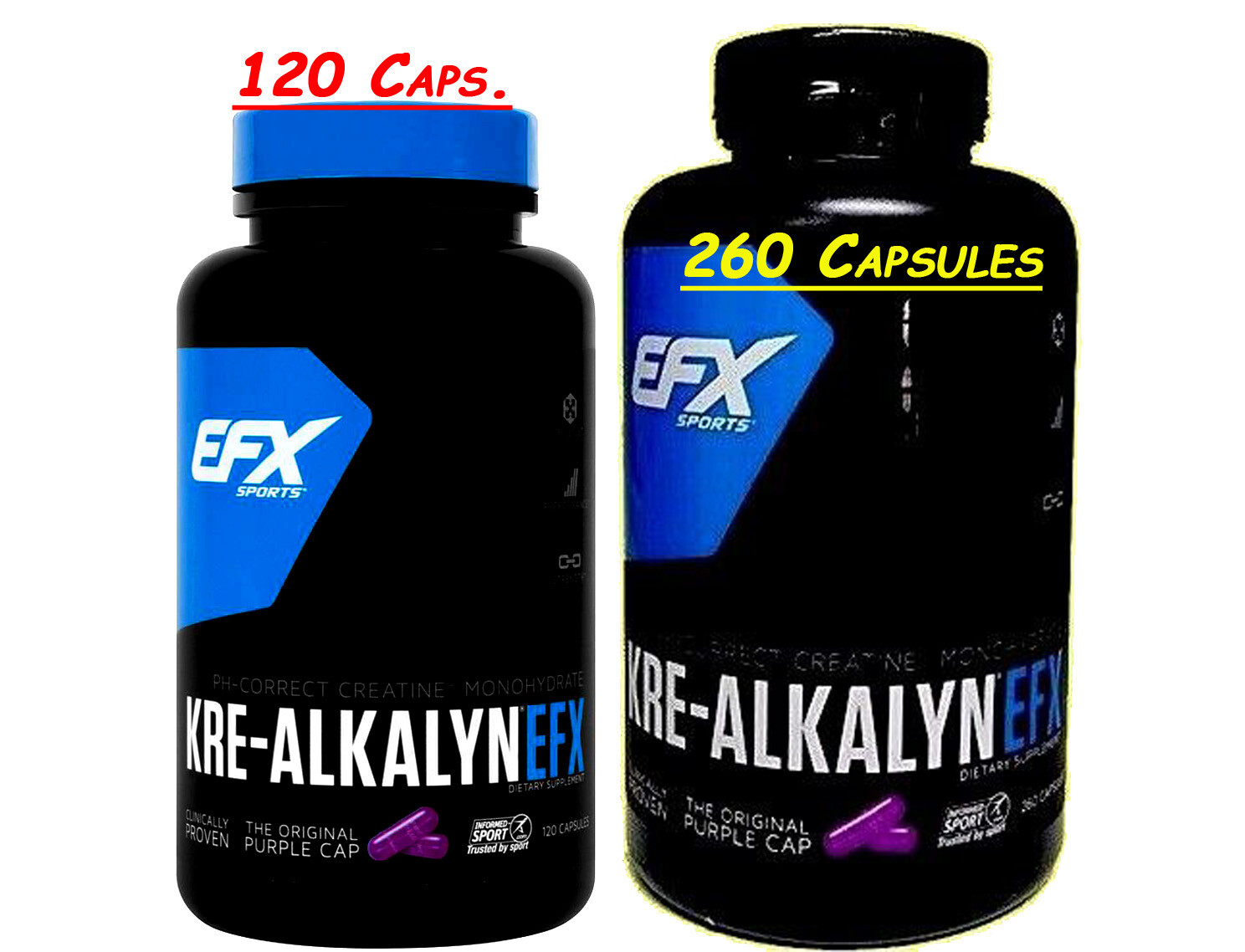 EFX Sports, Kre-Alkalyn – 100% pH-Correct Creatine Monohydrate 260 Caps. & More