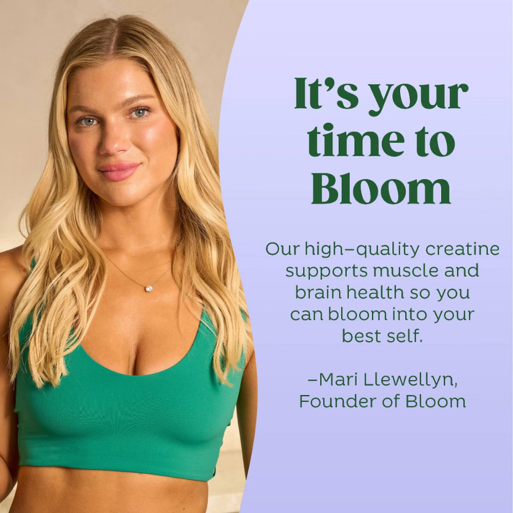 BLOOM NUTRITION Creatine Monohydrate Supplement Vegan- Raspberry Lemon – 9oz/40S